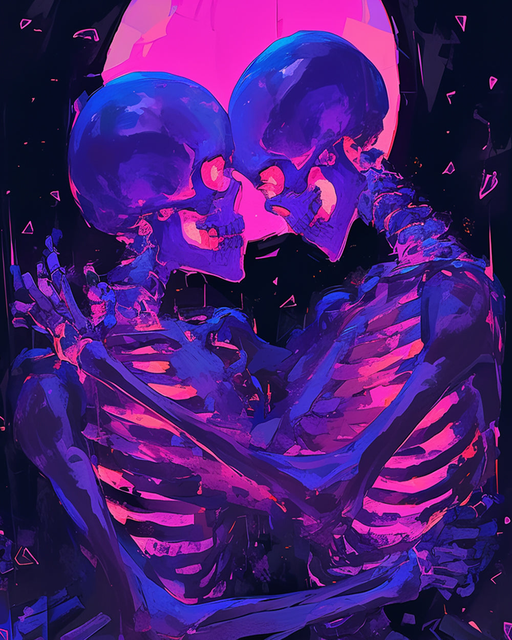Neon skeleton lovers cross stitch kit for beginners