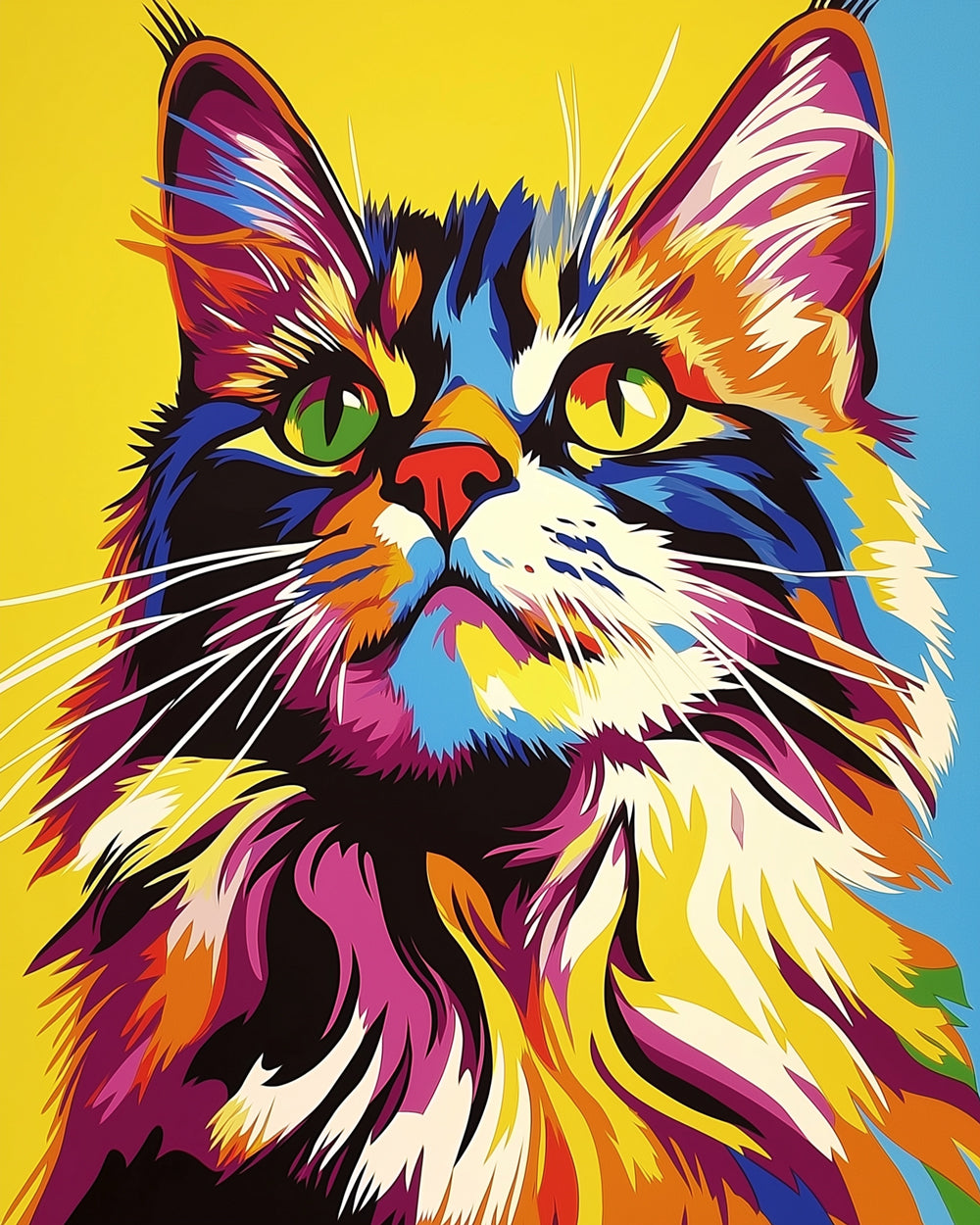Neon spectrum cat cross stitch kit for beginners