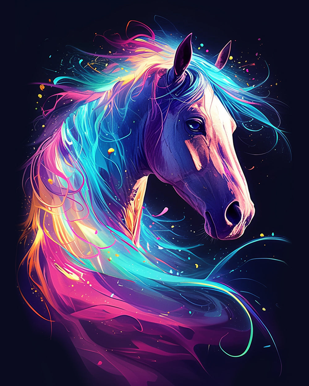 Neon splash horse cross stitch kit for beginners