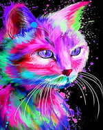 Neon watercolour cat cross stitch kit for beginners