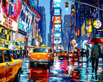 New york times square in the rain cross stitch kit for beginners