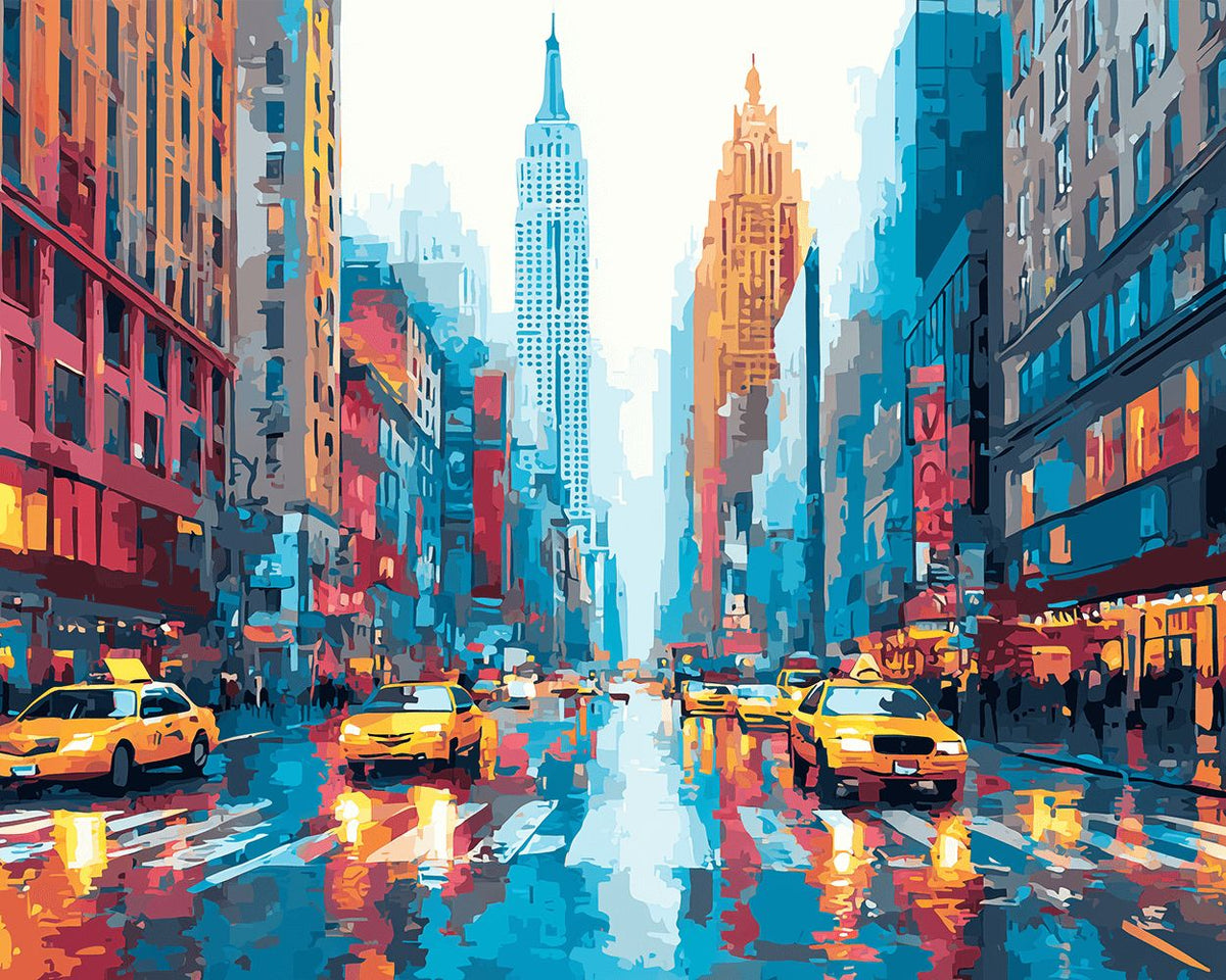 New york yellow taxi paint by numbers kit for beginners
