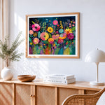 Night blooming flowers paint by numbers artwork displayed on wall as home decor
