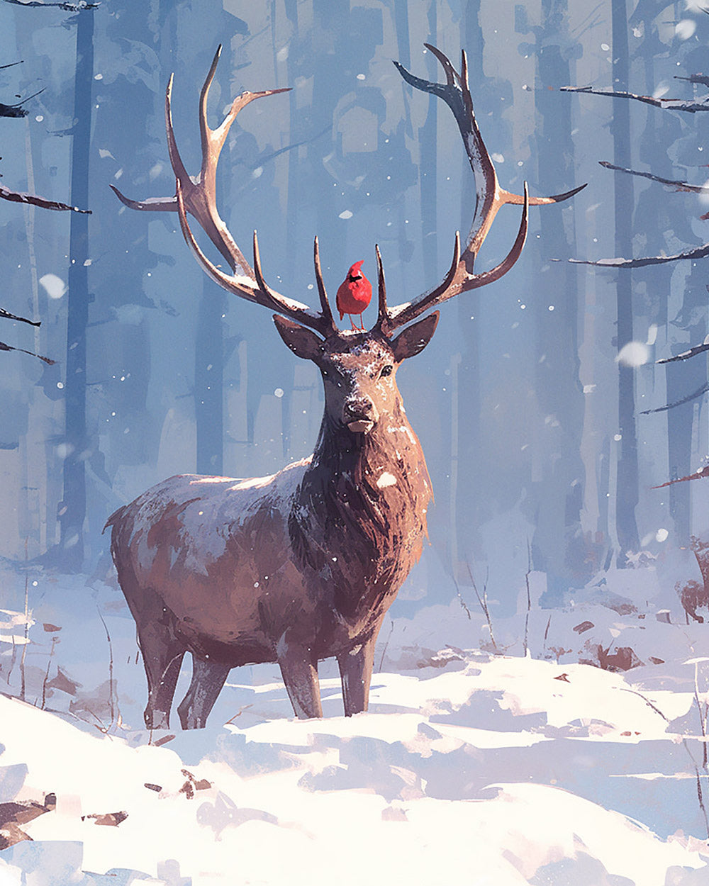 Noble stag in Winter Snow cross stitch kit for beginners