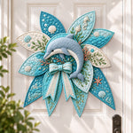 Ocean dolphin DIY quilted bow sewing kit finished as a handmade door decoration