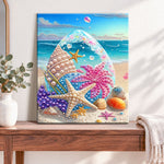 Finished ocean pearl treasures pearl diamond painting artwork displayed as home decor