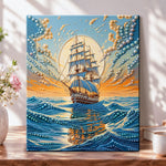 Ocean sailing vessel pearl diamond painting kit for beginners