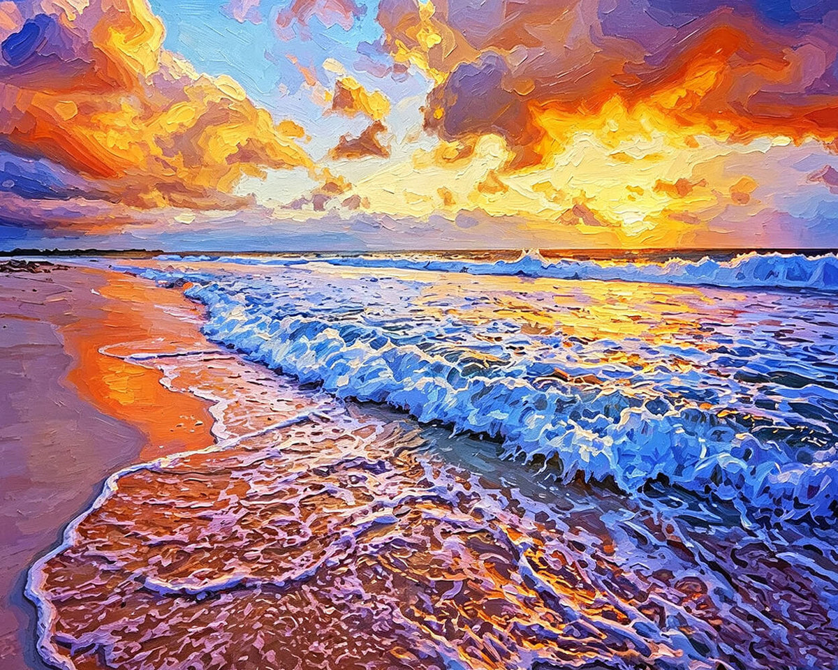 Ocean waves and beach cross stitch kit for beginners