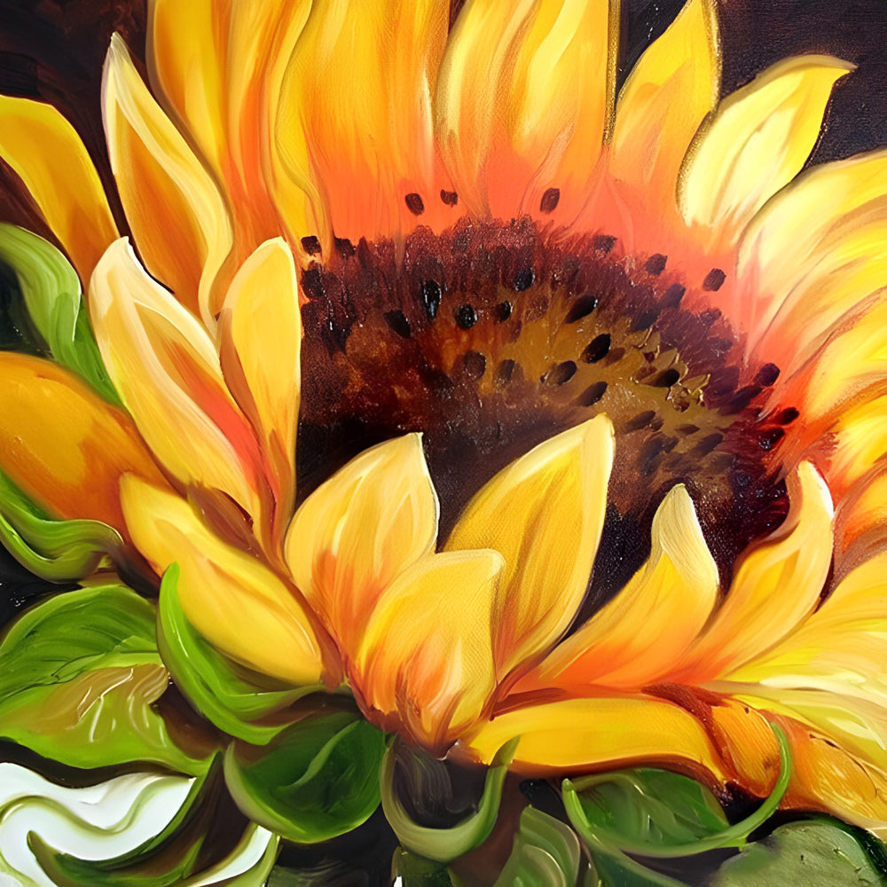 Oil painting sunflower close-up paint by numbers kit for beginners