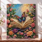 Open book with floral butterfly pearl diamond painting kit for beginners