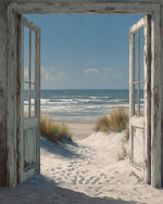 Open doors to ocean view cross stitch kit for beginners
