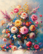 Opulent floral bouquet cross stitch kit for beginners