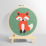 Orange baby fox punch needle kit for beginners