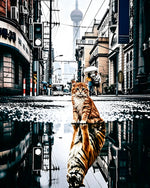 Orange cat and tiger reflection cross stitch kit for beginners