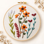 Orange daisy wildflower embroidery kit
