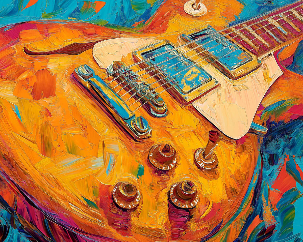 Orange electric guitar paint by numbers kit for beginners