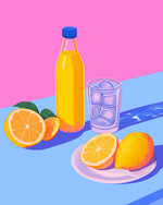 Orange juice, lemons and ice cross stitch kit for beginners