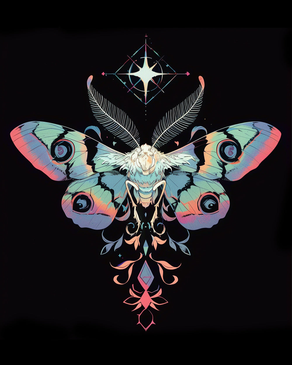 Ornamental luna moth cross stitch kit for beginners