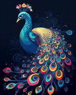 Ornamental peacock on dark background cross stitch kit for beginners