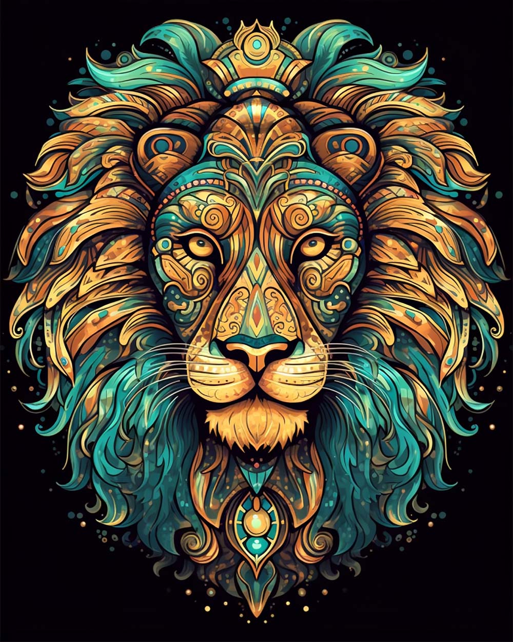 Ornate art deco lion cross stitch kit for beginners