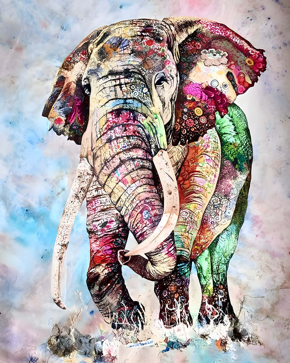 Ornate decorative elephant cross stitch kit for beginners