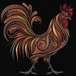 Ornate decorative rooster cross stitch kit for beginners