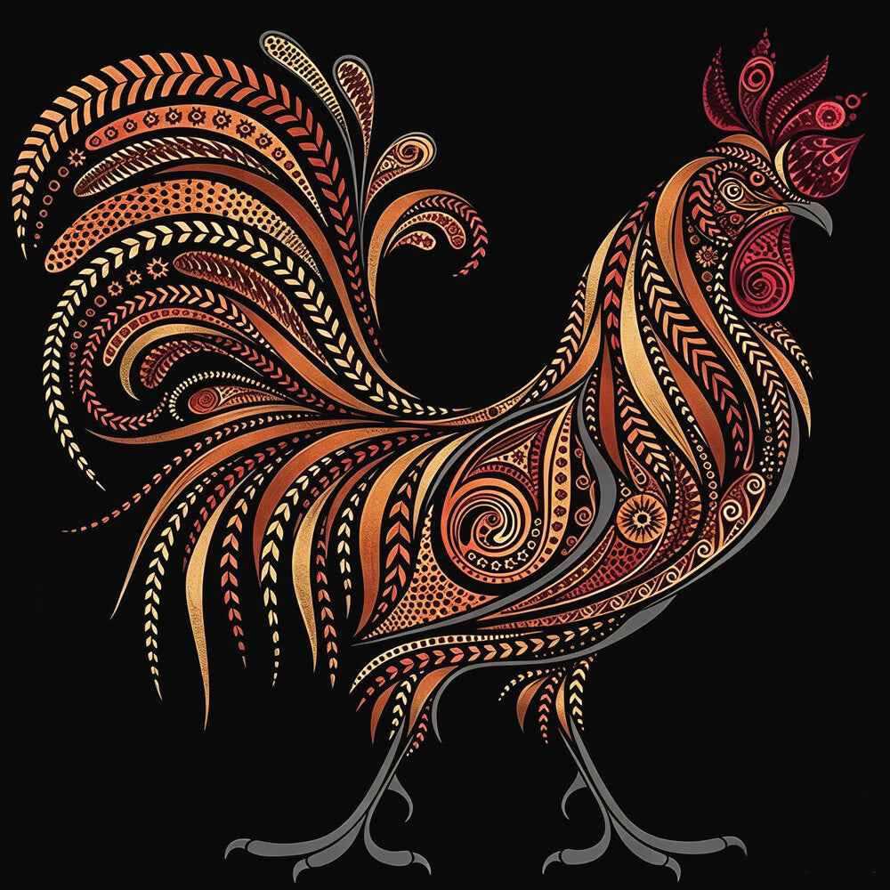 Ornate decorative rooster cross stitch kit for beginners