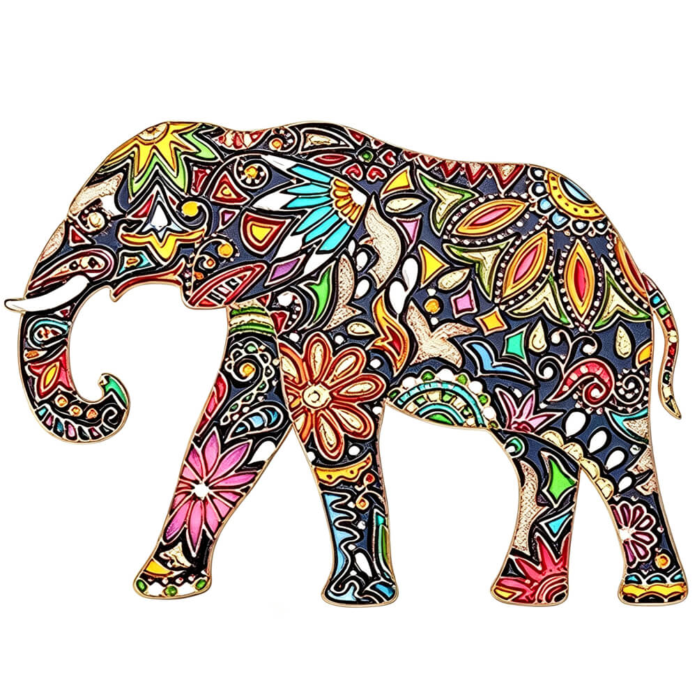 Ornate floral elephant cross stitch kit for beginners