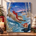 Otter with christmas gift pearl diamond painting kit for beginners
