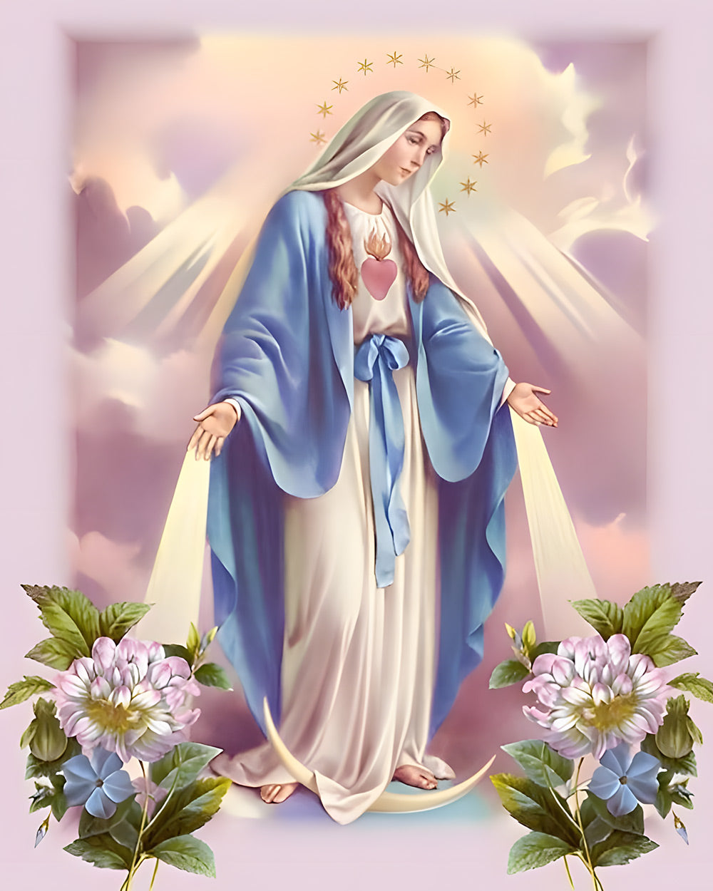 Our lady of grace with sacred heart paint by numbers kit for beginners