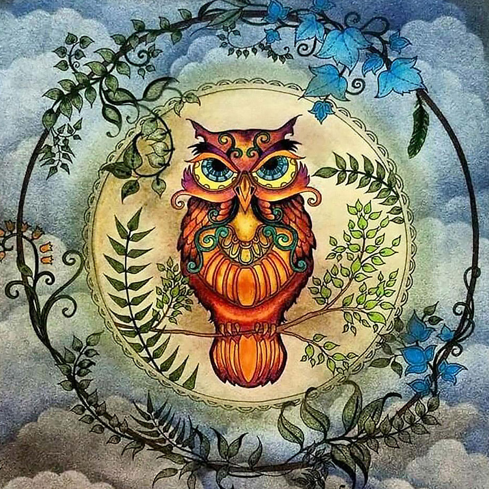 Owl among the vines cross stitch kit for beginners