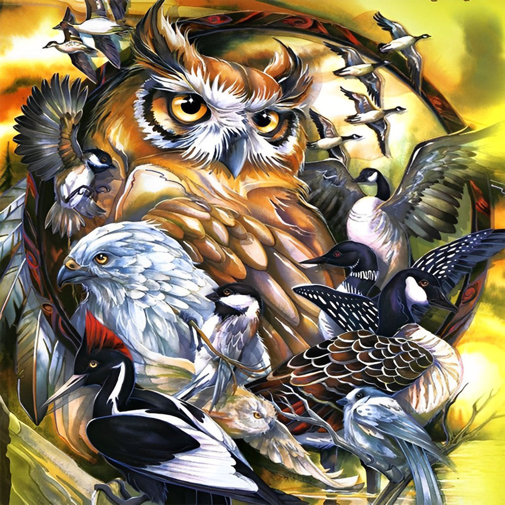 Owl and bird collection cross stitch kit for beginners