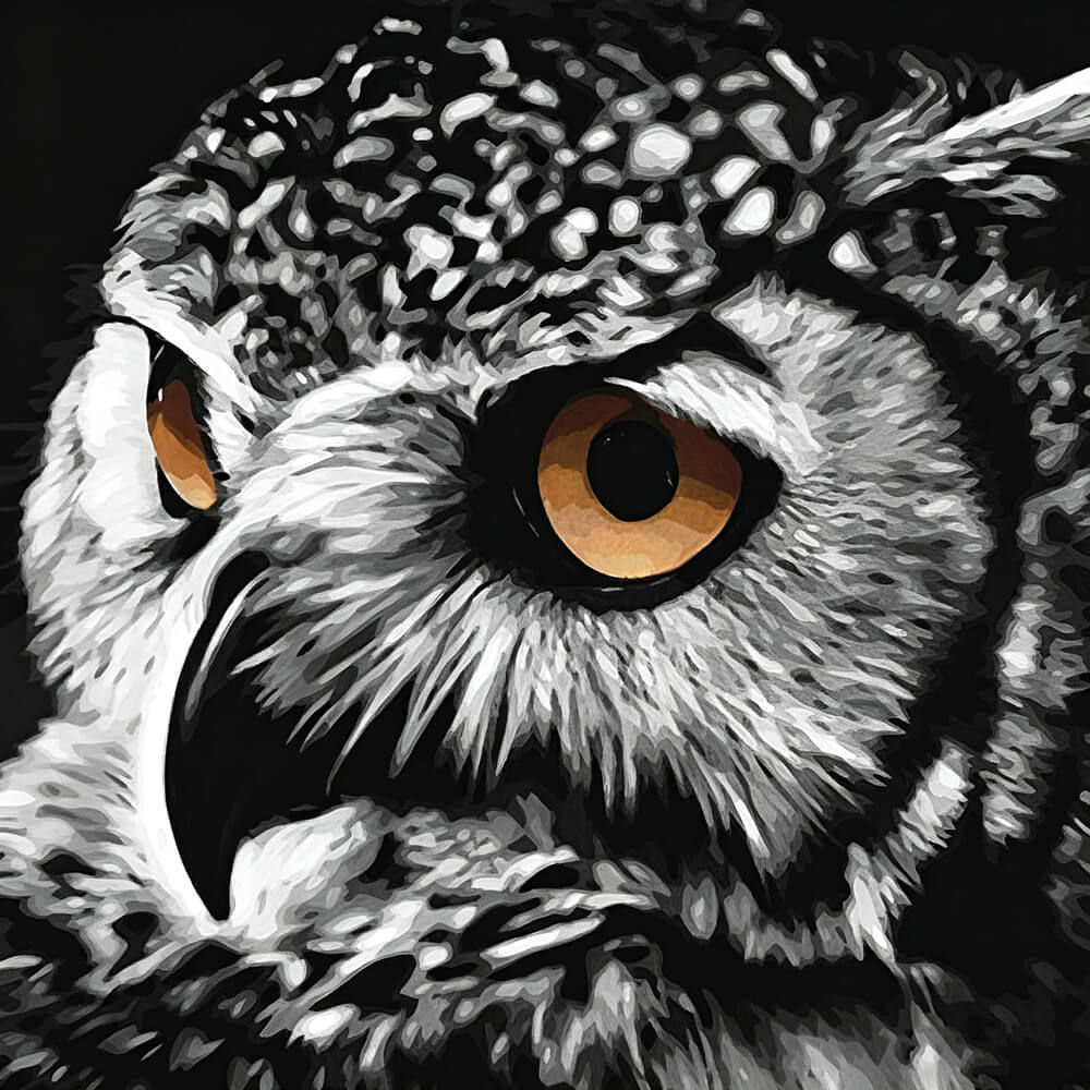 Owl eye close-up cross stitch kit for beginners