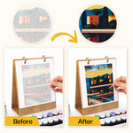 Before and after comparison showing a numbered Italy travel illustration transformed into a finished painting