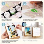 Step-by-step instructions for painting travel-themed illustrations and displaying the finished desk calendar
