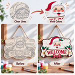 Paint by numbers door hanger before and after painting