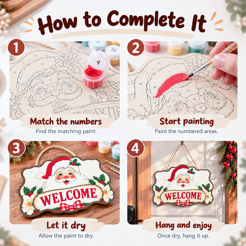 Paint by numbers door hanger step-by-step painting guide