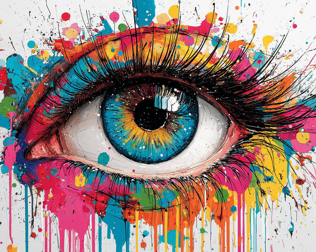 Paint splash colourful eye cross stitch kit for beginners