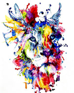 Paint splash lion portrait cross stitch kit for beginners