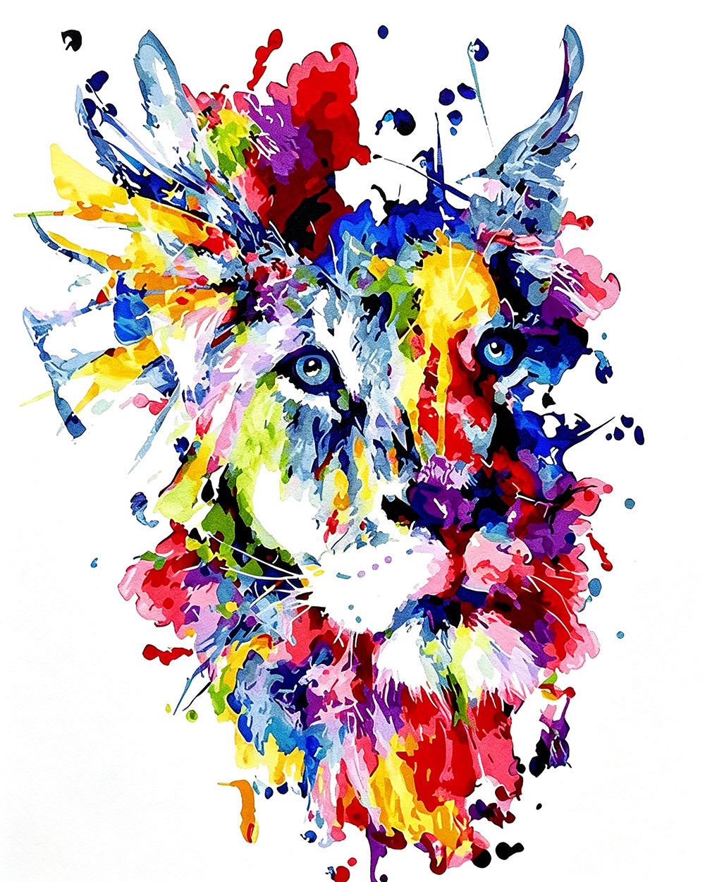 Paint splash lion portrait cross stitch kit for beginners