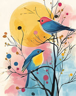 Pair of bluebirds and sun cross stitch kit for beginners