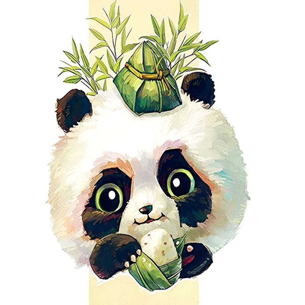 Panda eating rice dumpling cross stitch kit for beginners