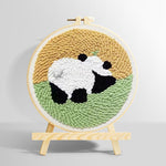 Panda in the meadow punch needle kit for beginners