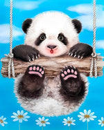 Panda on swing cross stitch kit for beginners