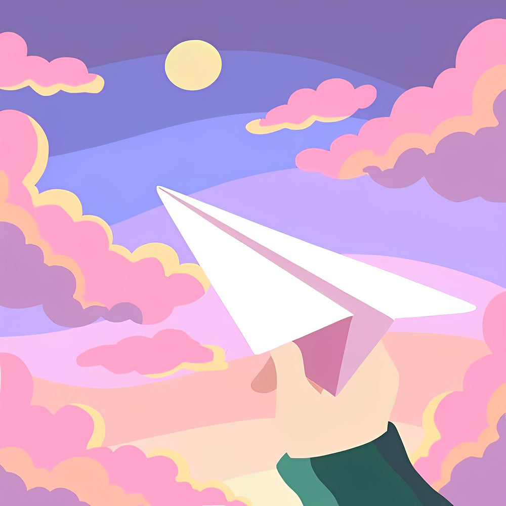 Paper aeroplane dreams cross stitch kit for beginners