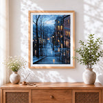 Finished paris montmartre steps cross stitch artwork displayed