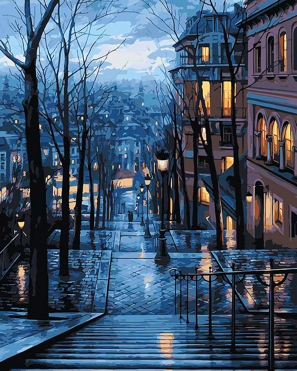 Paris montmartre steps cross stitch kit for beginners