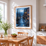 Paris montmartre steps cross stitch artwork displayed on wall as home decor