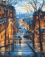 Paris rainy street cross stitch kit for beginners