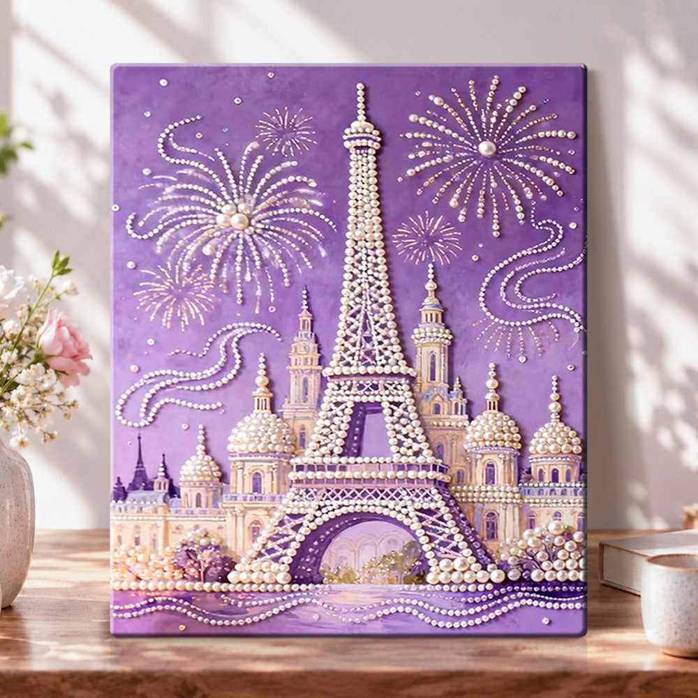 Paris tower with fireworks pearl diamond painting kit for beginners